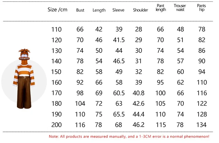 Anxiety Cosplay Costume Size